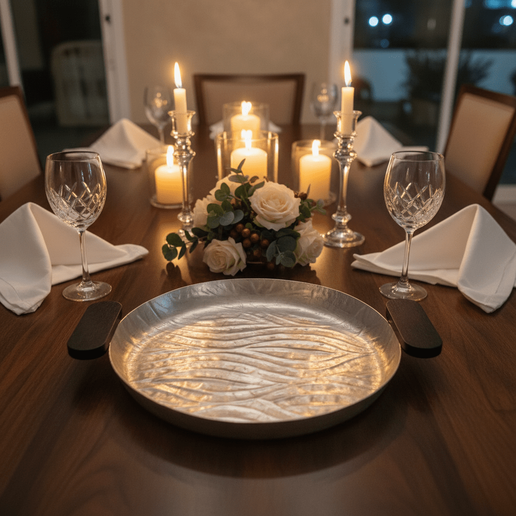 Luhpar Wave Textured Aluminum Round Tray with Black Wooden Handles - 35cm - 74895-C - Al Kabayel Discount CentreLuhpar Wave Textured Aluminum Round Tray with Black Wooden Handles - 35cm - 74895-CServing TraysLUHPARAl Kabayel Discount Centre