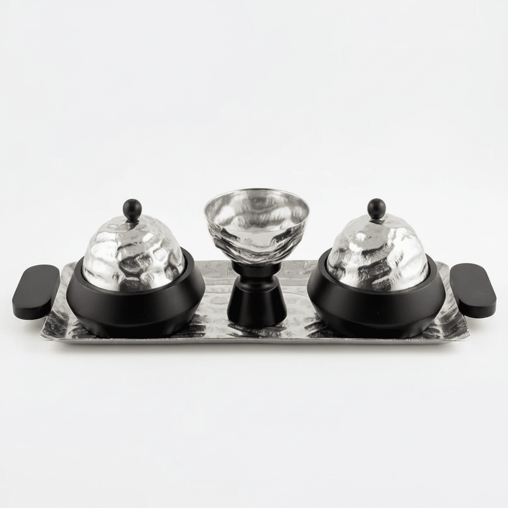 Luhpar Wave Textured Aluminum Serving Set - Rectangular Tray with Domed Cloches & Pedestal Bowl - 50×20 cm - Al Kabayel Discount CentreLuhpar Wave Textured Aluminum Serving Set - Rectangular Tray with Domed Cloches & Pedestal Bowl - 50×20 cmServing TraysLUHPARAl Kabayel Discount Centre
