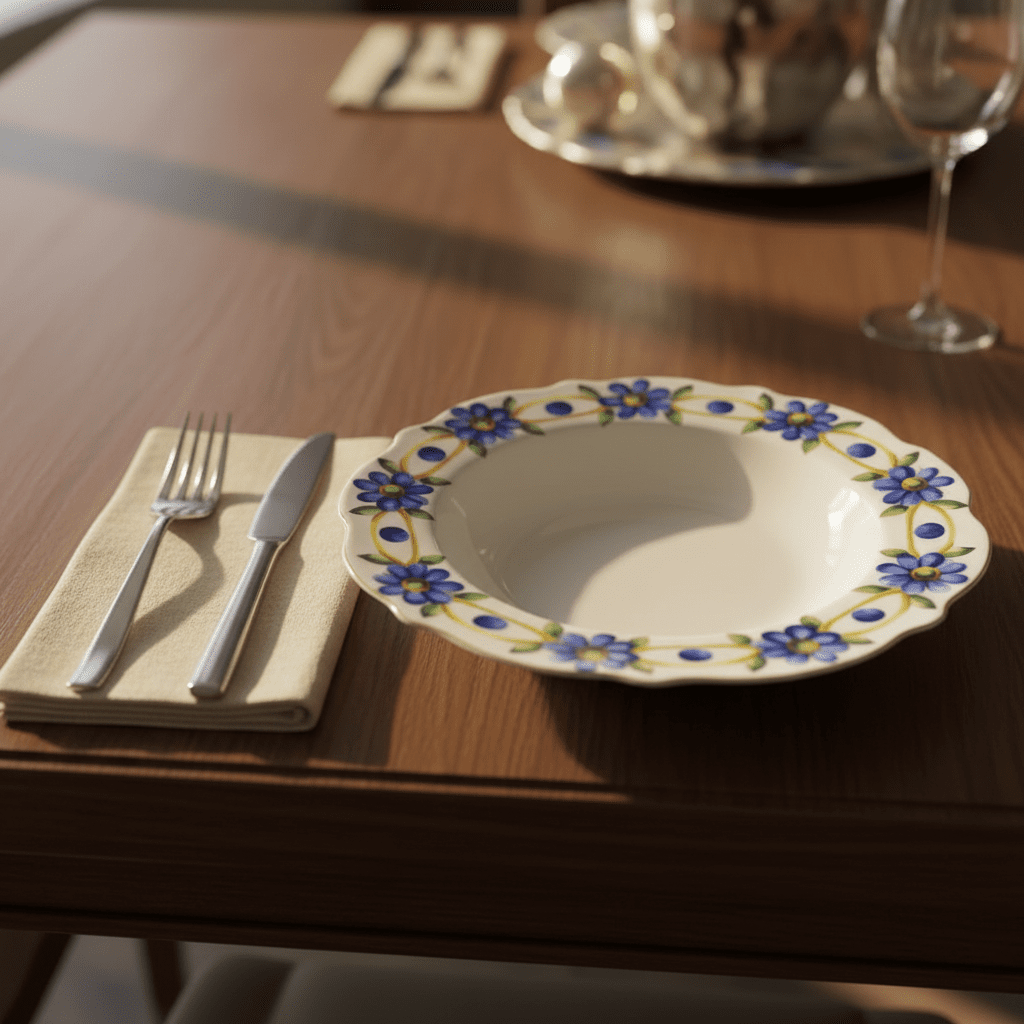 Luhpar White Ceramic Deep Serving Plate with Blue Floral Artwork – 9 Inch Pasta & Curry Plate - Al Kabayel Discount CentreLuhpar White Ceramic Deep Serving Plate with Blue Floral Artwork – 9 Inch Pasta & Curry PlatePlatesLUHPARAl Kabayel Discount Centre