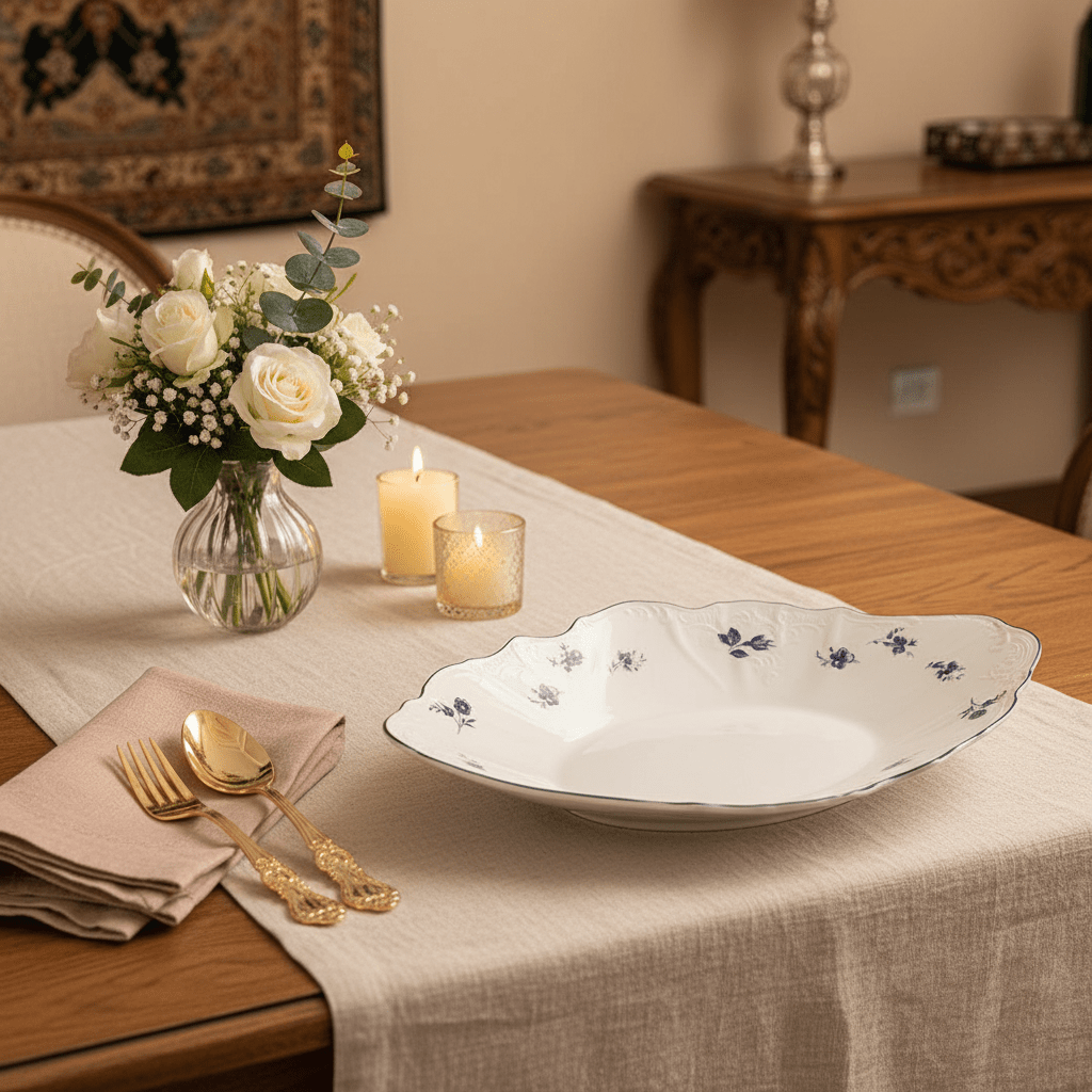 Luhpar White Ceramic Leaf Shaped Plate with Blue Floral Design for Decorative Serving 33 × 20 cm - Al Kabayel Discount CentreLuhpar White Ceramic Leaf Shaped Plate with Blue Floral Design for Decorative Serving 33 × 20 cmPlatesLUHPARAl Kabayel Discount Centre