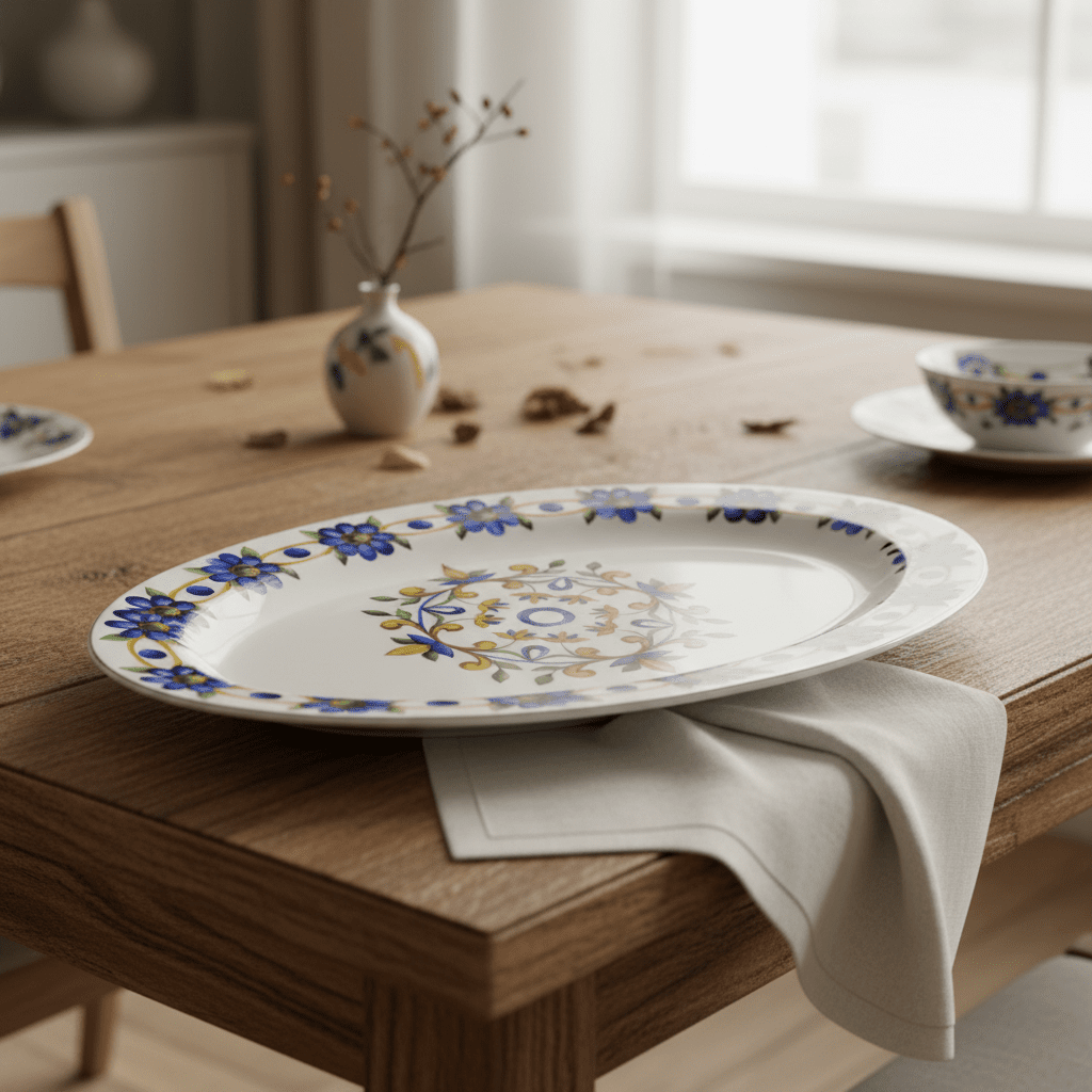 Luhpar White Ceramic Oval Plate with Traditional Blue Floral Print – 12 Inch Serving Plate - Al Kabayel Discount CentreLuhpar White Ceramic Oval Plate with Traditional Blue Floral Print – 12 Inch Serving PlatePlatesLUHPARAl Kabayel Discount Centre