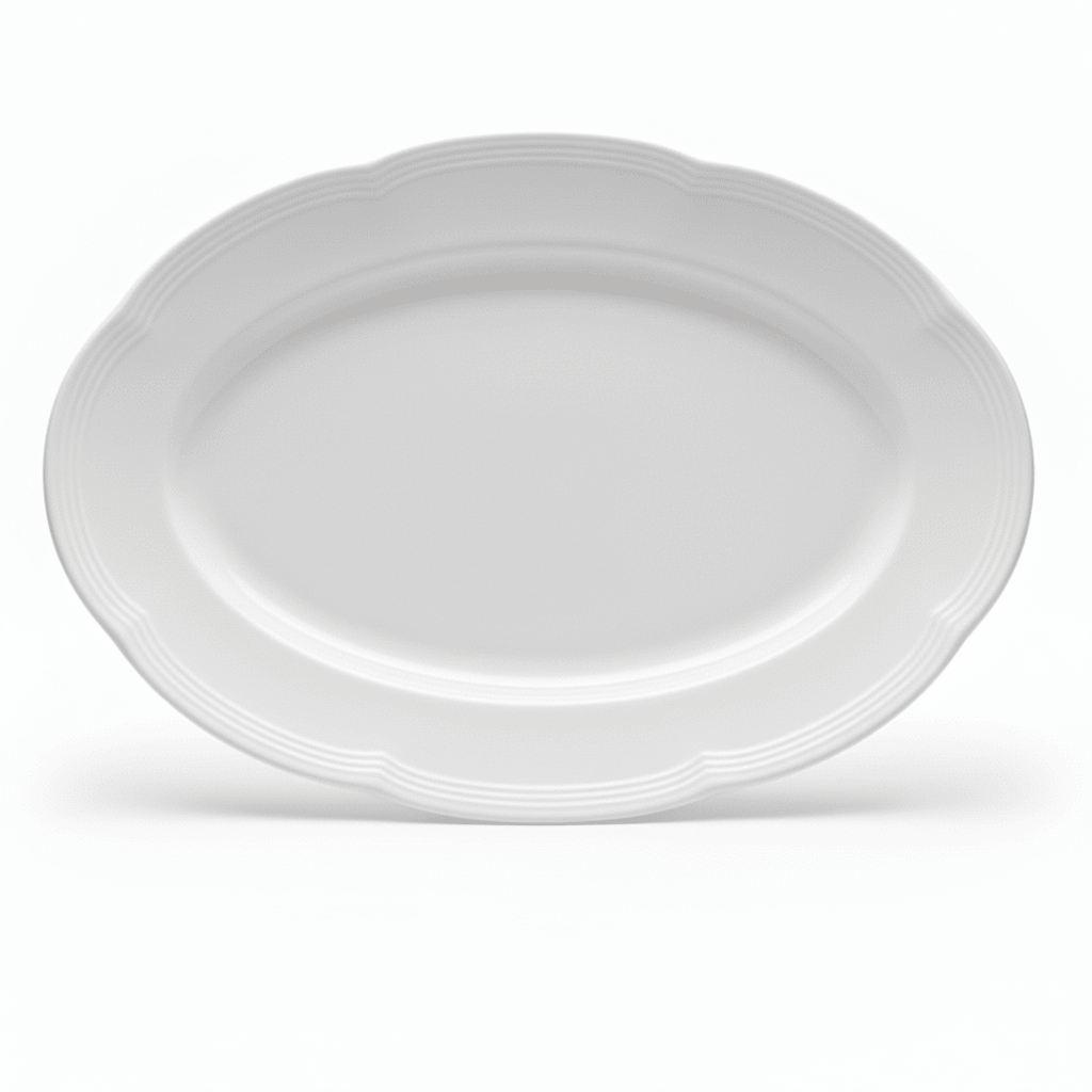 White Oval Ceramic Serving Plate – Plain