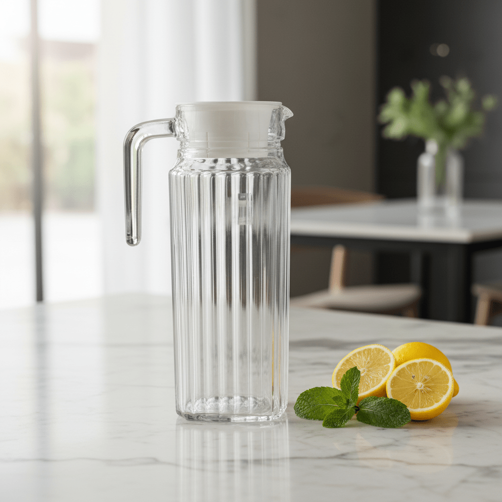 Luminarc Glass Jug 1L – Clear Ribbed Design with Lid - Al Kabayel Discount CentreLuminarc Glass Jug 1L – Clear Ribbed Design with LidJugsLUMINARCAl Kabayel Discount Centre