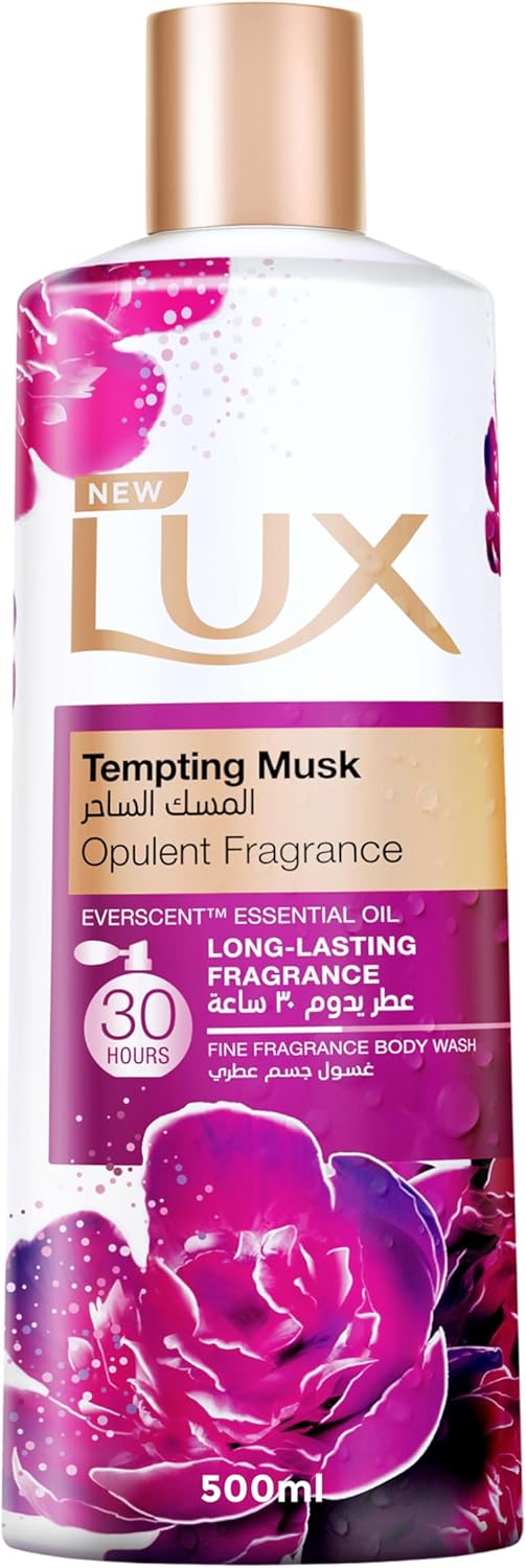 LUX Opulent Fragrance Body Wash, Tempting Musk, 30H Long - Lasting Scent, with Everscent Essential Oil, 500ml - Al Kabayel Discount CentreLUX Opulent Fragrance Body Wash, Tempting Musk, 30H Long - Lasting Scent, with Everscent Essential Oil, 500mlBodywashLUXAl Kabayel Discount Centre