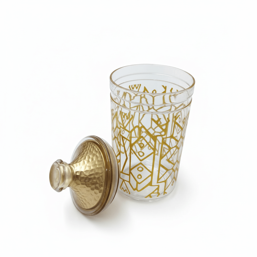 Luxehohe Premium Round Airtight Acrylic Storage Canister – Transparent Body with Elegant Golden Decorative Design, 1000 ml - Al Kabayel Discount CentreLuxehohe Premium Round Airtight Acrylic Storage Canister – Transparent Body with Elegant Golden Decorative Design, 1000 mlJars & Food SaversLUXEHOMEAl Kabayel Discount Centre