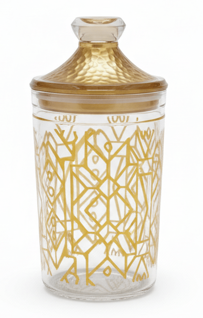 Luxehohe Premium Round Airtight Acrylic Storage Canister – Transparent Body with Elegant Golden Decorative Design, 1000 ml - Al Kabayel Discount CentreLuxehohe Premium Round Airtight Acrylic Storage Canister – Transparent Body with Elegant Golden Decorative Design, 1000 mlJars & Food SaversLUXEHOMEAl Kabayel Discount Centre