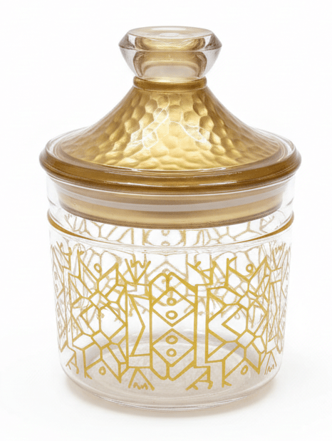 Luxehohe Premium Round Airtight Acrylic Storage Canister – Transparent Body with Elegant Golden Decorative Design, 500 ml - Al Kabayel Discount CentreLuxehohe Premium Round Airtight Acrylic Storage Canister – Transparent Body with Elegant Golden Decorative Design, 500 mlJars & Food SaversLUXEHOMEAl Kabayel Discount Centre