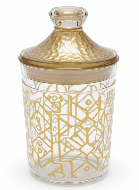 Luxehohe Premium Round Airtight Acrylic Storage Canister – Transparent Body with Elegant Golden Decorative Design, 750 ml - Al Kabayel Discount CentreLuxehohe Premium Round Airtight Acrylic Storage Canister – Transparent Body with Elegant Golden Decorative Design, 750 mlJars & Food SaversLUXEHOMEAl Kabayel Discount Centre