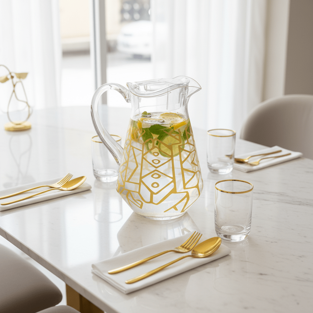 Luxehome Signature Collection Clear Acrylic Jug with Luxury Gold Print Finish – 22 cm - Al Kabayel Discount CentreLuxehome Signature Collection Clear Acrylic Jug with Luxury Gold Print Finish – 22 cmJugsLUXEHOMEAl Kabayel Discount Centre