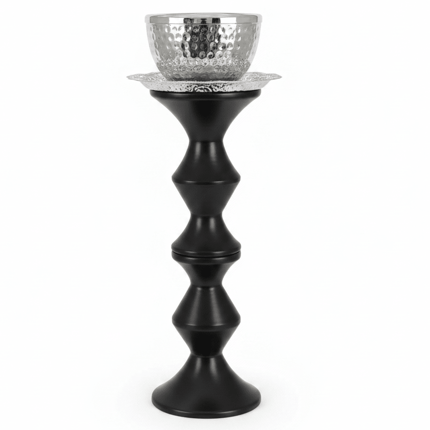 Luxury Arabic Mabkhara | Black & Silver Metal Incense Burner Stand | 40cm | Bakhoor & Oud Holder - Al Kabayel Discount CentreLuxury Arabic Mabkhara | Black & Silver Metal Incense Burner Stand | 40cm | Bakhoor & Oud HolderIncense BurnerAKDCAl Kabayel Discount Centre