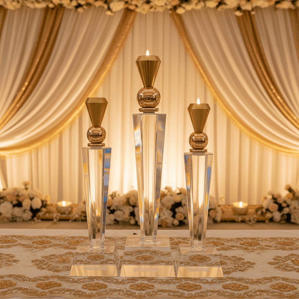 Luxury Crystal & Gold Metal Candle Holder for Wedding & Event Decoration – 29cm - Al Kabayel Discount CentreLuxury Crystal & Gold Metal Candle Holder for Wedding & Event Decoration – 29cmHome Décor AccentsAKDCAl Kabayel Discount Centre