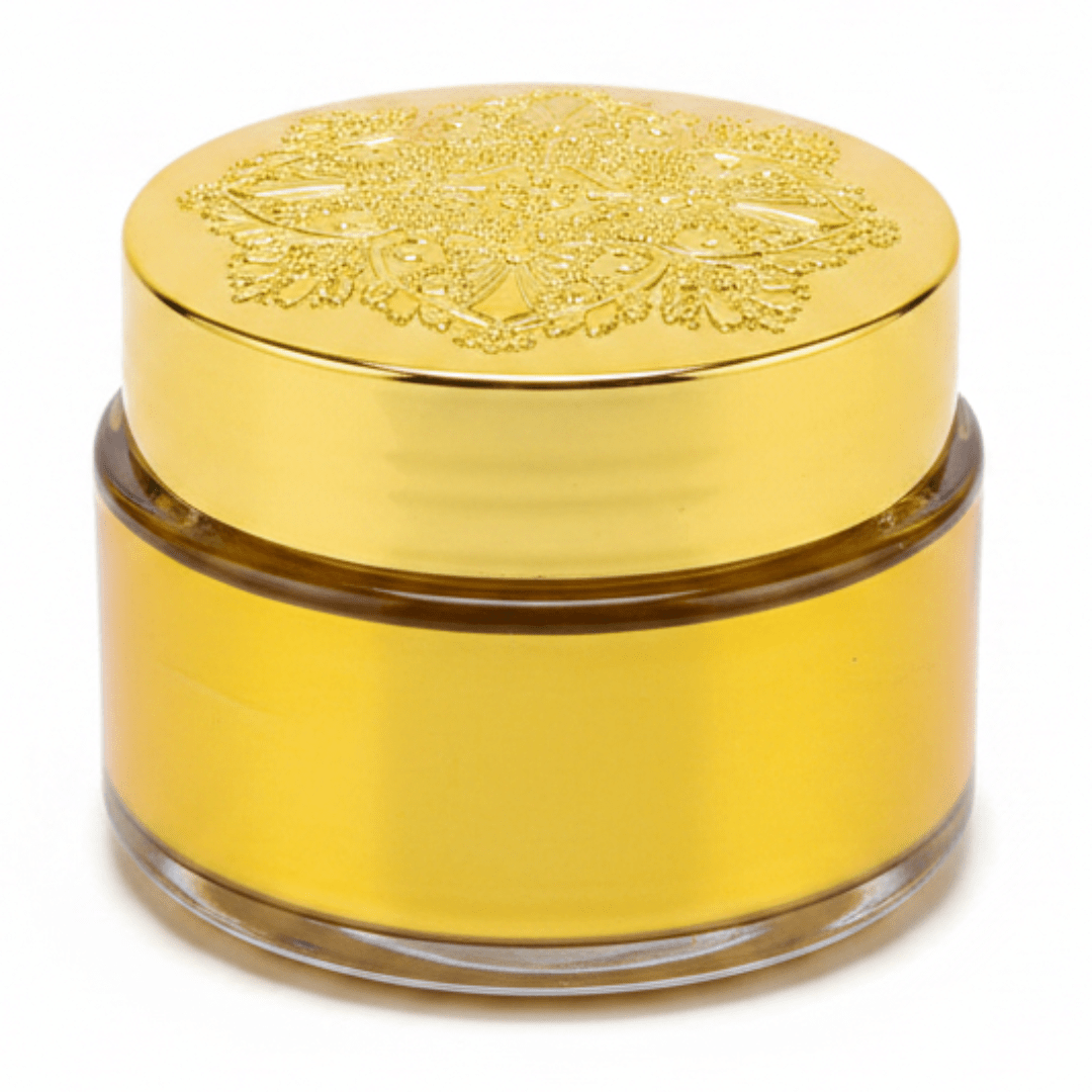 Luxury Embossed Glass & Plastic Jar — 8×6cm - Gold / Silver / Brown - Al Kabayel Discount CentreLuxury Embossed Glass & Plastic Jar — 8×6cm - Gold / Silver / BrownJars & Food SaversAKDCAl Kabayel Discount Centre