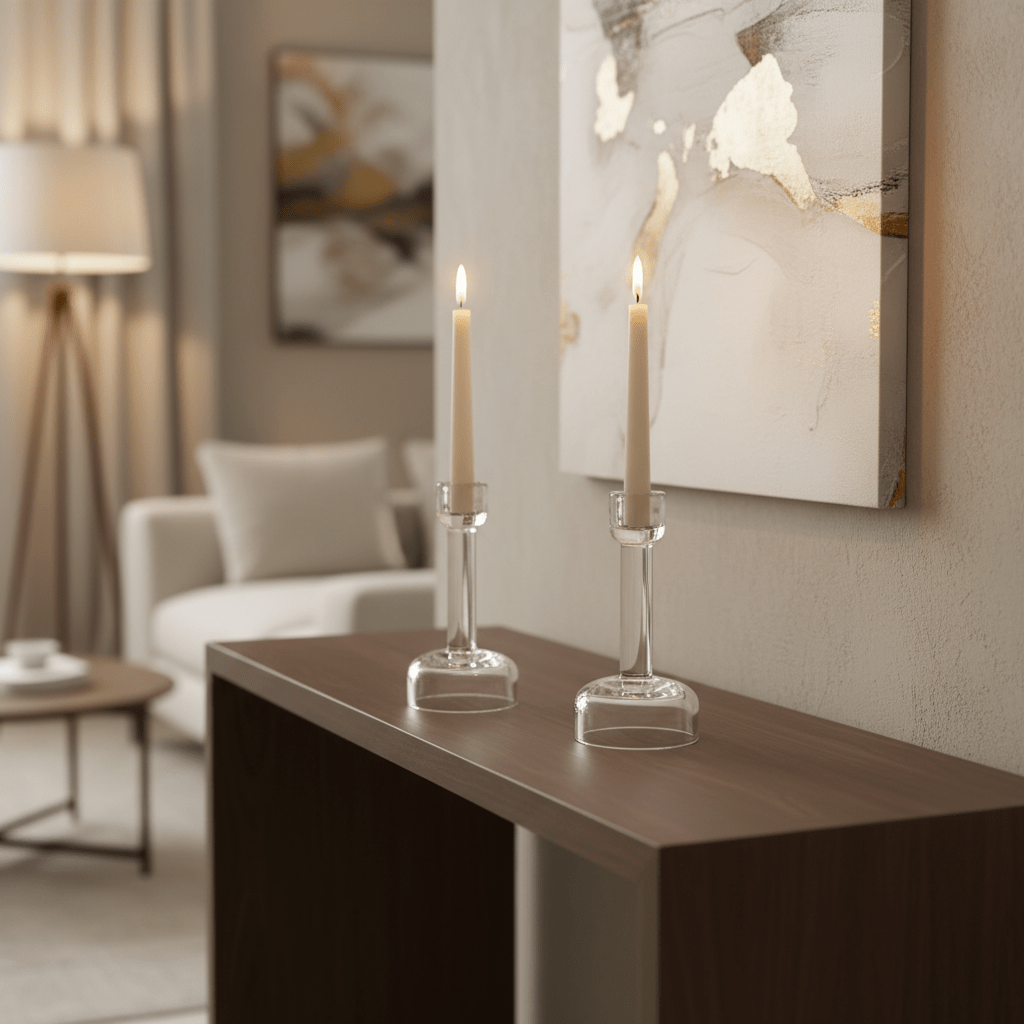 Luxury Glass Footed Decorative Candle Holder for Living Room and Table Styling – 15cm - Al Kabayel Discount CentreLuxury Glass Footed Decorative Candle Holder for Living Room and Table Styling – 15cmHome Décor AccentsAKDCAl Kabayel Discount Centre