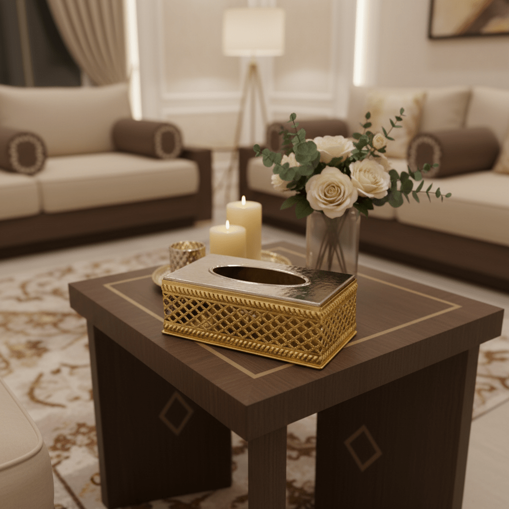 Luxury Gold & Silver Metal Tissue Box Holder with Elegant Decorative Pattern – Premium Tabletop Tissue Organizer 22×12 cm - Al Kabayel Discount CentreLuxury Gold & Silver Metal Tissue Box Holder with Elegant Decorative Pattern – Premium Tabletop Tissue Organizer 22×12 cmNapkin Holders & Tissue BoxAKDCAl Kabayel Discount Centre