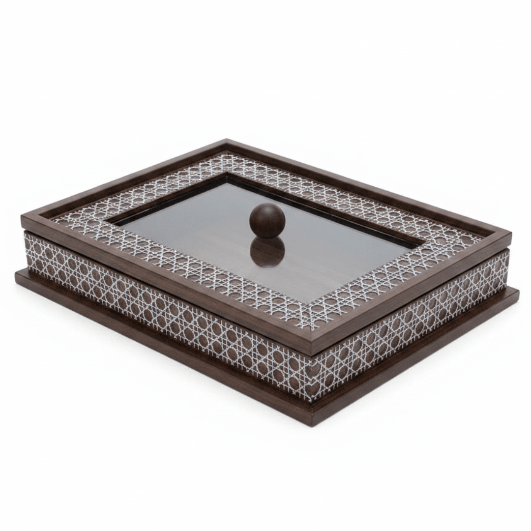 Luxury Rectangle Wooden Candy Box with Acrylic Mirrored Lid | Islamic Geometric Pattern | 32×22 cm - Al Kabayel Discount CentreLuxury Rectangle Wooden Candy Box with Acrylic Mirrored Lid | Islamic Geometric Pattern | 32×22 cmJars & Food SaversAKDCAl Kabayel Discount Centre