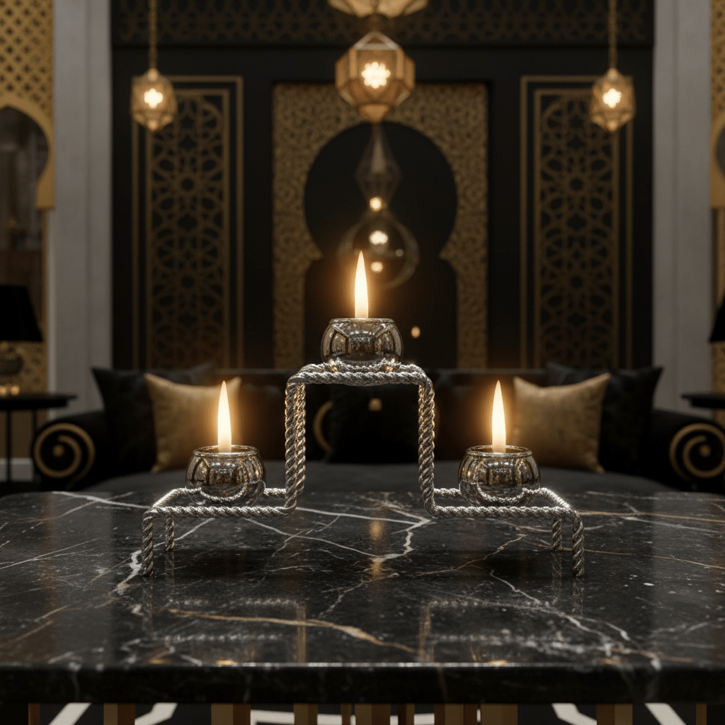 Luxury Silver & White Elegant 3 - Way Metal Candle Holder for Premium Table Décor – 20cm - Al Kabayel Discount CentreLuxury Silver & White Elegant 3 - Way Metal Candle Holder for Premium Table Décor – 20cmHome Décor AccentsAKDCAl Kabayel Discount Centre