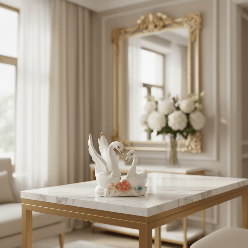 Luxury White Ceramic Swan Table Décor with Multicolour Floral Artwork for Home Decoration – 12×14cm - Al Kabayel Discount CentreLuxury White Ceramic Swan Table Décor with Multicolour Floral Artwork for Home Decoration – 12×14cmHome Décor AccentsAKDCAl Kabayel Discount Centre
