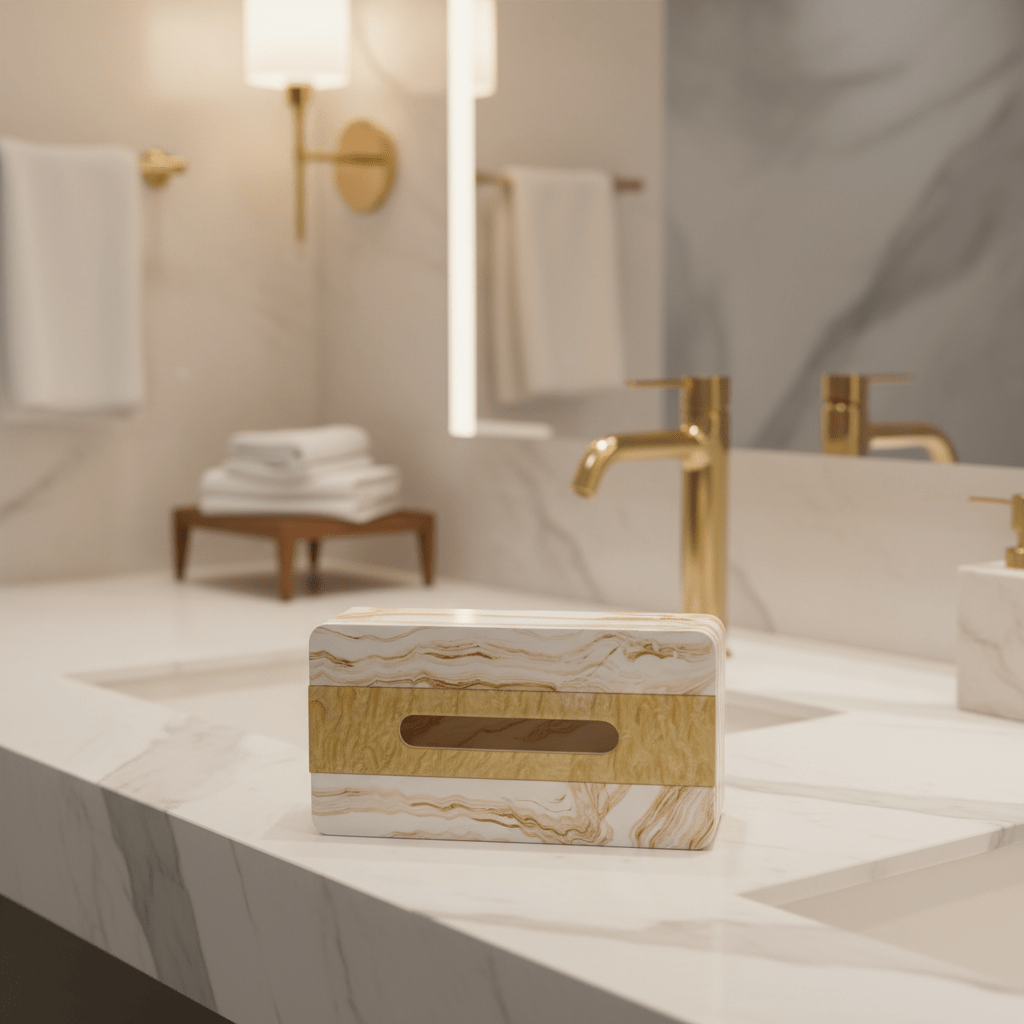 Luxury White & Gold Pop Tissue Box Holder with Elegant Decorative Finish – Premium Modern Tissue Storage Case 22×12 cm - Al Kabayel Discount CentreLuxury White & Gold Pop Tissue Box Holder with Elegant Decorative Finish – Premium Modern Tissue Storage Case 22×12 cmNapkin Holders & Tissue BoxAKDCAl Kabayel Discount Centre