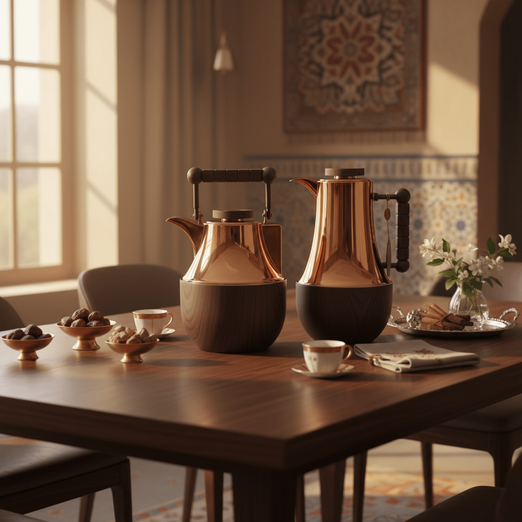 Mahra 1L Vacuum Flask Set – Dark Copper Finish with Wood Accent (2 Pieces) - Al Kabayel Discount CentreMahra 1L Vacuum Flask Set – Dark Copper Finish with Wood Accent (2 Pieces)ThermosMAHRAAl Kabayel Discount Centre