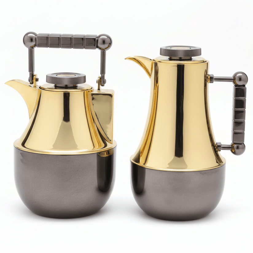 Mahra 1L Vacuum Flask Set – Gold Body with Dark Nickel Accent (2 Pieces) - Al Kabayel Discount CentreMahra 1L Vacuum Flask Set – Gold Body with Dark Nickel Accent (2 Pieces)ThermosMAHRAAl Kabayel Discount Centre