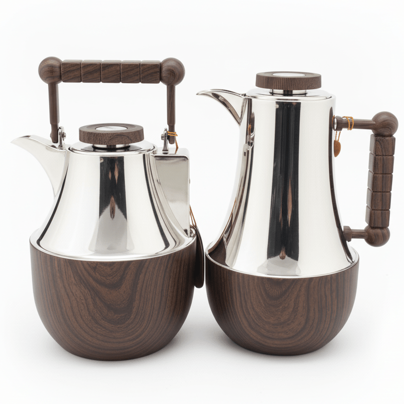 Mahra 1L Vacuum Flask Set – Nickel Finish with Wood Accent (2 Pieces) - Al Kabayel Discount CentreMahra 1L Vacuum Flask Set – Nickel Finish with Wood Accent (2 Pieces)ThermosMAHRAAl Kabayel Discount Centre