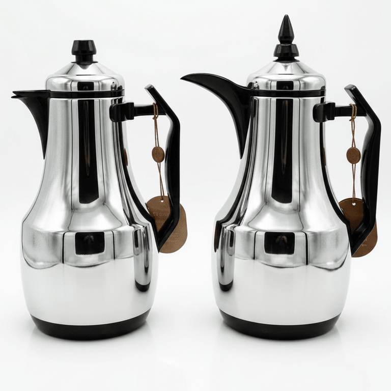 Mahra Silver Vacuum Flask Set with Black Finish, Double Wall Insulated Hot & Cold Beverage Container – 1L + 1L - Al Kabayel Discount CentreMahra Silver Vacuum Flask Set with Black Finish, Double Wall Insulated Hot & Cold Beverage Container – 1L + 1LThermosMAHRAAl Kabayel Discount Centre
