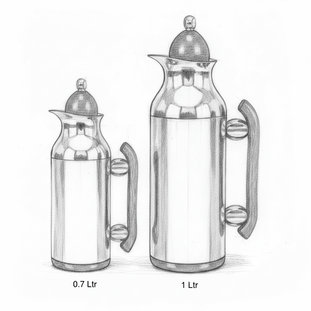 Mahra Vacuum Flask Set – 1L & 0.7L | Nickel with Shiny Silver Floral - Al Kabayel Discount CentreMahra Vacuum Flask Set – 1L & 0.7L | Nickel with Shiny Silver FloralThermosMAHRAAl Kabayel Discount Centre