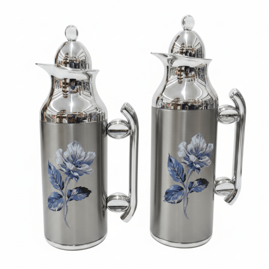 Mahra Vacuum Flask Set | 1L + 0.7L | Silver Floral Edition - Al Kabayel Discount CentreMahra Vacuum Flask Set | 1L + 0.7L | Silver Floral EditionThermosMAHRAAl Kabayel Discount Centre