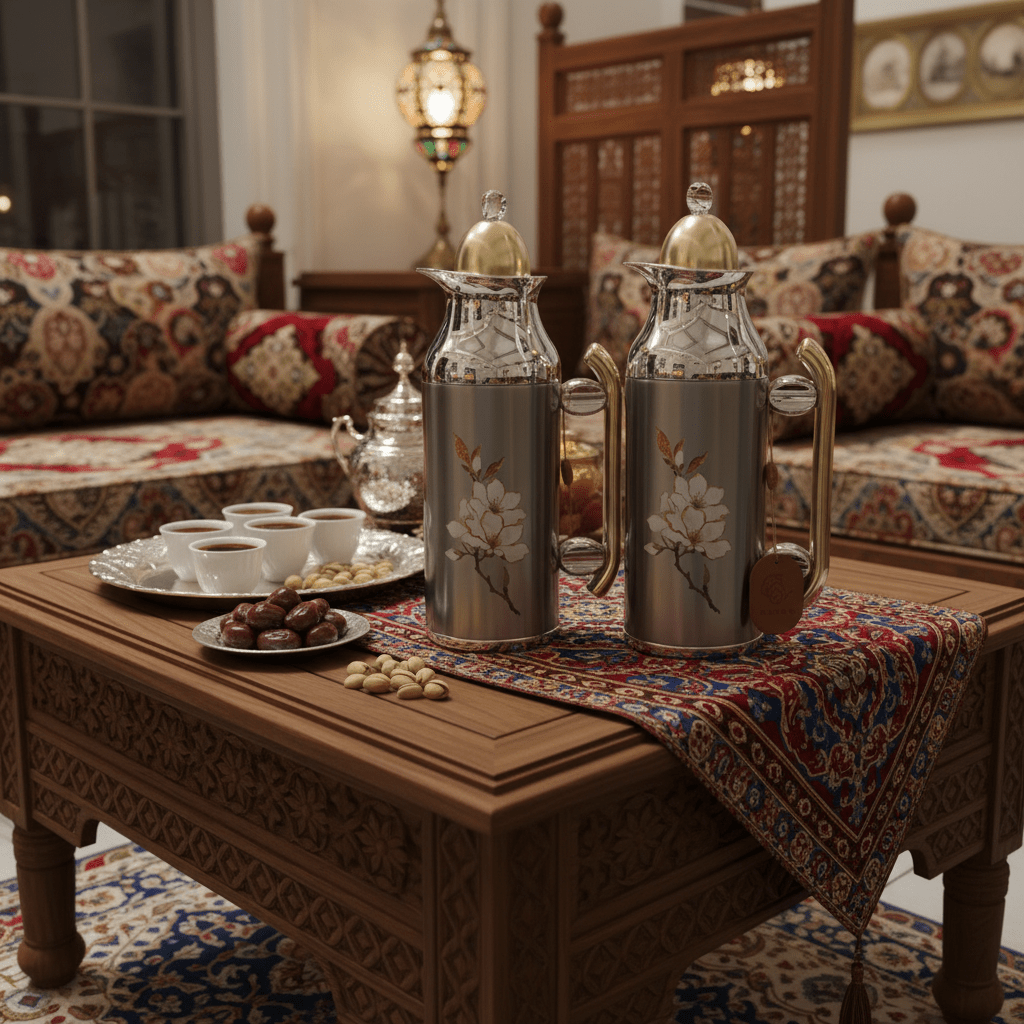 Mahra Vacuum Flask Set | 1L + 0.7L | Silver with Gold & Magnolia - Al Kabayel Discount CentreMahra Vacuum Flask Set | 1L + 0.7L | Silver with Gold & MagnoliaThermosMAHRAAl Kabayel Discount Centre