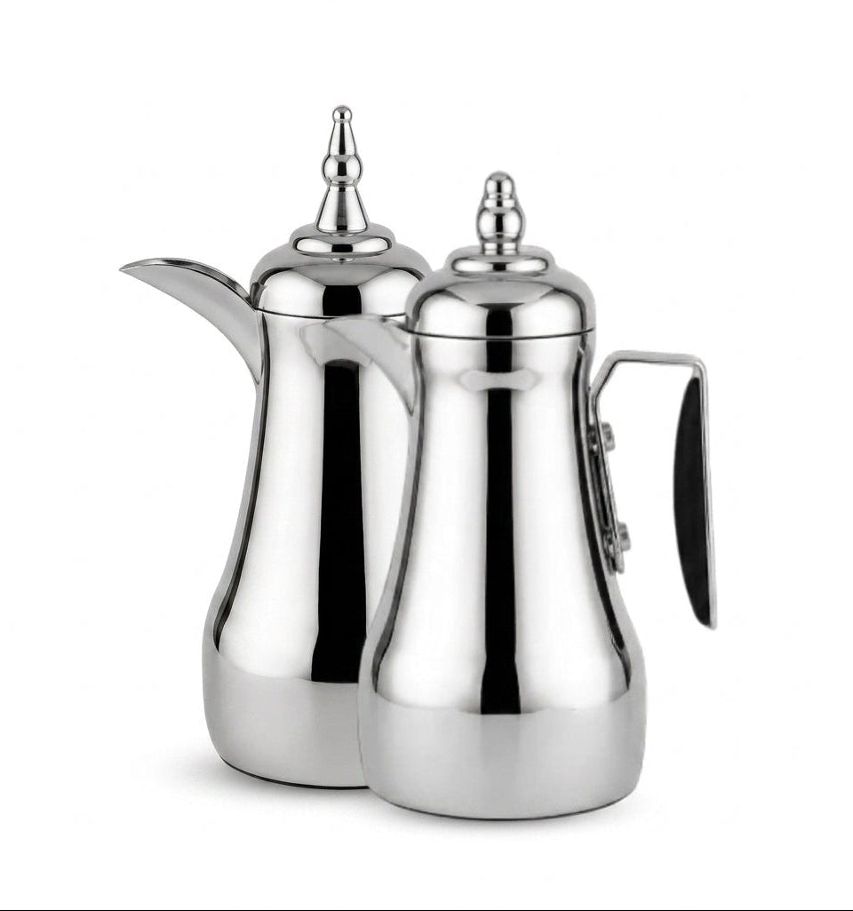 Mahra Vacuum Flask Set 1L + 1L Nickel Silver with Black Handle - Al Kabayel Discount CentreMahra Vacuum Flask Set 1L + 1L Nickel Silver with Black HandleTheromesMAHRAAl Kabayel Discount Centre