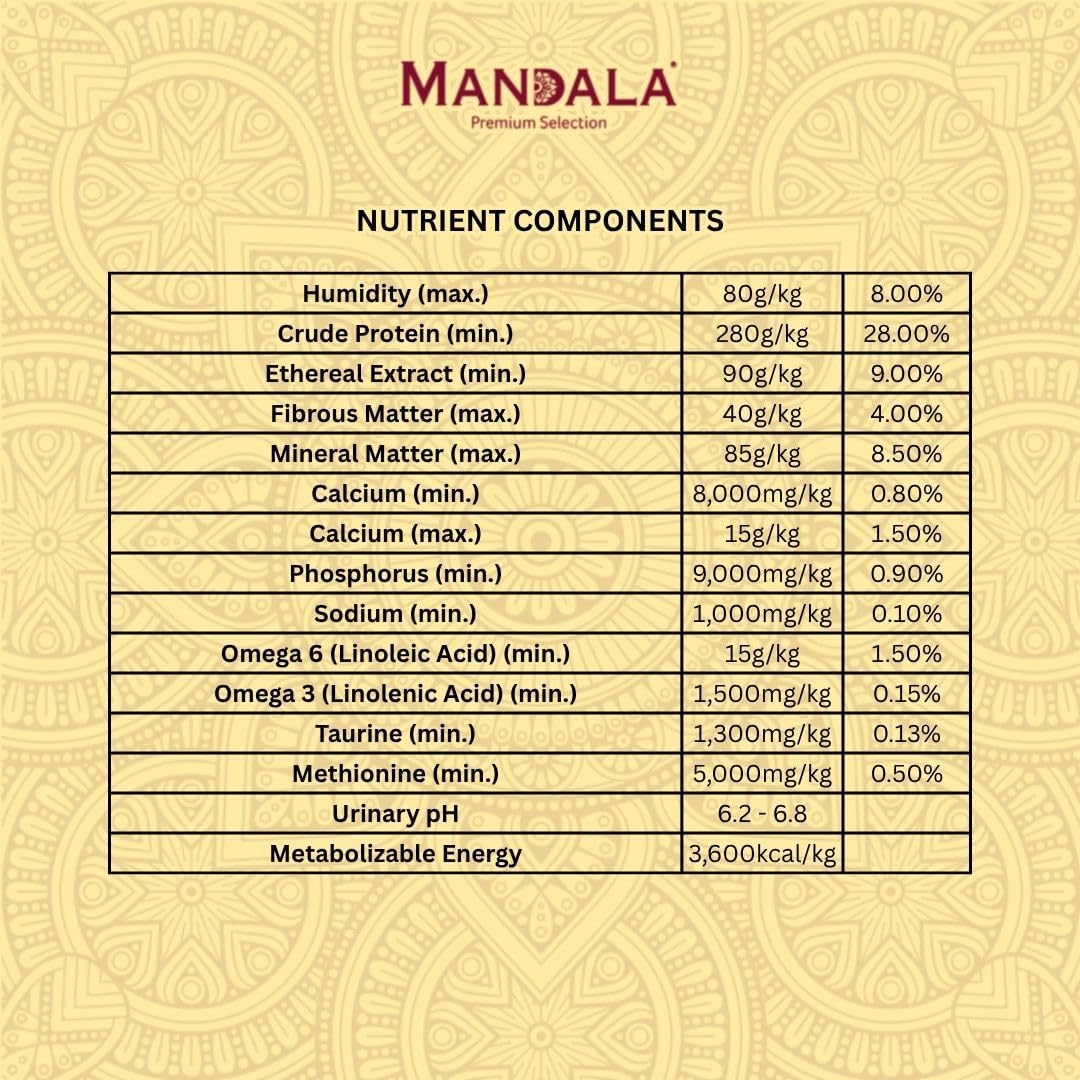 Mandala Premium Selection Dry Cat Food, Salmon & Rice Recipe, Sterilized Adult Cats, 1kg - Al Kabayel Discount CentreMandala Premium Selection Dry Cat Food, Salmon & Rice Recipe, Sterilized Adult Cats, 1kgPet SuppliesMANDALAAl Kabayel Discount Centre