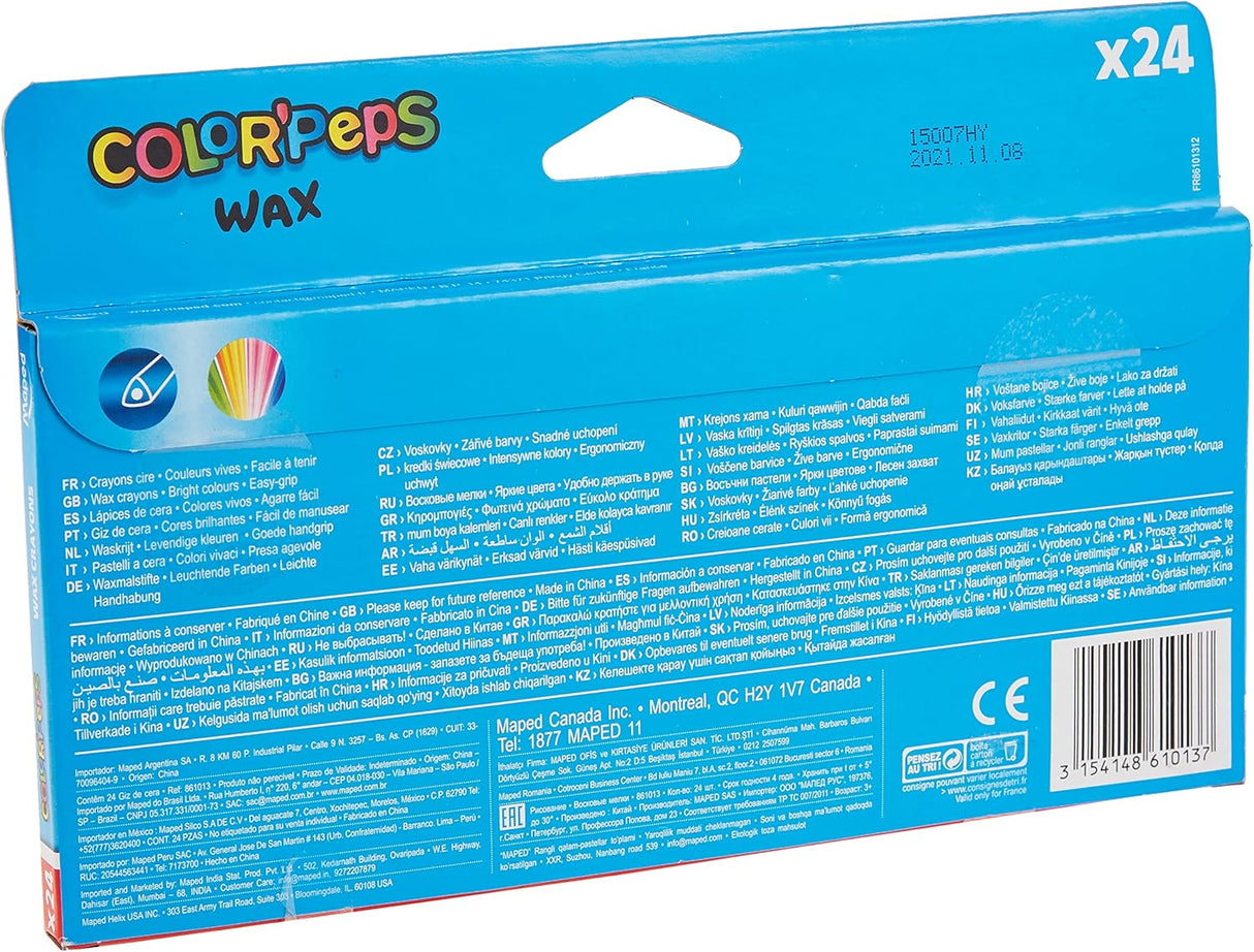 Maped Color'Peps Wax 861013 Wax Crayons Box Of 24 - Al Kabayel Discount CentreMaped Color'Peps Wax 861013 Wax Crayons Box Of 24CrayonsMAPEDAl Kabayel Discount Centre