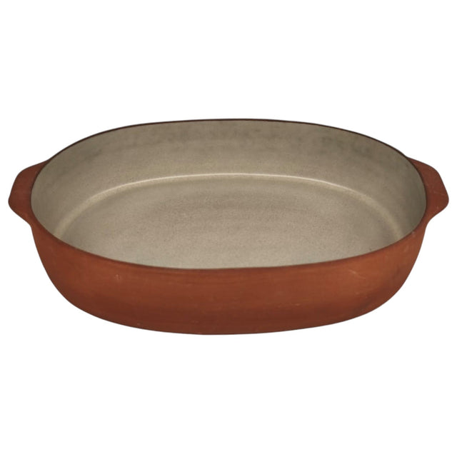 Maria Terracotta Oval Clay Baker Oven Microwave Dishwasher & Freezer Safe (Small) 22cmX13cmX5cm - (FloralWhite&Clay) - Al Kabayel Discount CentreMaria Terracotta Oval Clay Baker Oven Microwave Dishwasher & Freezer Safe (Small) 22cmX13cmX5cm - (FloralWhite&Clay)CookwareMARIAAl Kabayel Discount Centre