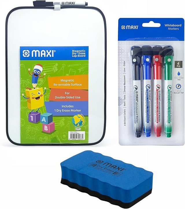 MAXI 2 Sided Black Whiteboard A4 + 4pcs Colour Markers + 1pc Duster - Al Kabayel Discount CentreMAXI 2 Sided Black Whiteboard A4 + 4pcs Colour Markers + 1pc DusterNotebooks & Writing PadsMAXIAl Kabayel Discount Centre