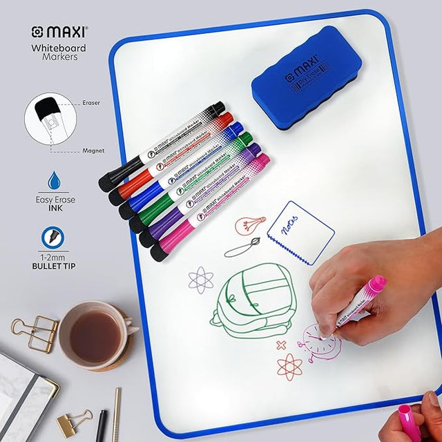 MAXI 2 Sided Blue Whiteboard A4 + 4pcs Colour Markers + 1pc Duster - Al Kabayel Discount CentreMAXI 2 Sided Blue Whiteboard A4 + 4pcs Colour Markers + 1pc DusterNotebooks & Writing PadsMAXIAl Kabayel Discount Centre