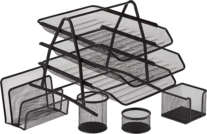 Maxi Metal Mesh Executive Desk Organizer 5Pcs Set Black - Al Kabayel Discount CentreMaxi Metal Mesh Executive Desk Organizer 5Pcs Set BlackDocument TraysMAXIAl Kabayel Discount Centre