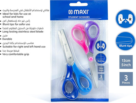 Maxi MX - 3SCR Student Scissors Blister Pack Of 3 Pieces - Al Kabayel Discount CentreMaxi MX - 3SCR Student Scissors Blister Pack Of 3 PiecesScissorsMAXIAl Kabayel Discount Centre