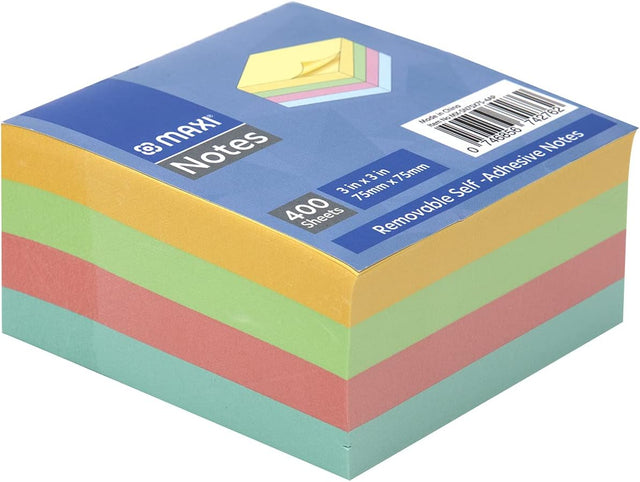 MAXI Removable Self - Adhesive Notes 400 Sheets, 75mm*75mm, Multi - Pastel Colour - Al Kabayel Discount CentreMAXI Removable Self - Adhesive Notes 400 Sheets, 75mm*75mm, Multi - Pastel ColourLabels & StampsMAXIAl Kabayel Discount Centre