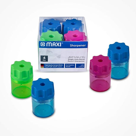 MAXI Sharpener Colour Barrel Single Hole 4Pc Box - Al Kabayel Discount CentreMAXI Sharpener Colour Barrel Single Hole 4Pc BoxErasers & SharpenersMAXIAl Kabayel Discount Centre