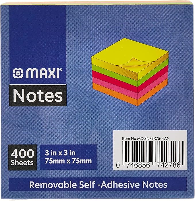 Maxi Sticky Notes 75X75Mm 400 Sheets - Al Kabayel Discount CentreMaxi Sticky Notes 75X75Mm 400 SheetsMAXIAl Kabayel Discount Centre