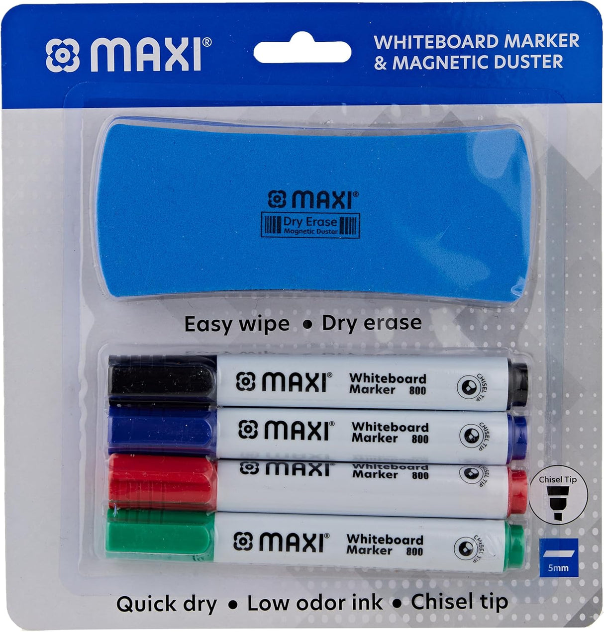 Maxi Whiteboard Marker Set with Magnetic Duster – 4 Colours - Al Kabayel Discount CentreMaxi Whiteboard Marker Set with Magnetic Duster – 4 ColoursPens, Pencils & MarkersMAXIAl Kabayel Discount Centre