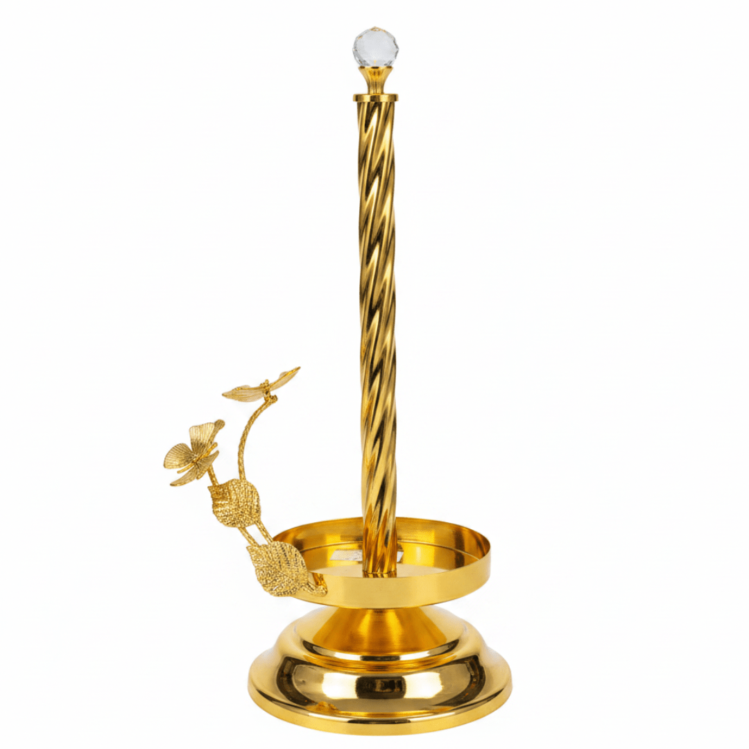 Maximan Golden Metal Paper Towel Holder | Twisted Crystal Top | 35×12cm - Al Kabayel Discount CentreMaximan Golden Metal Paper Towel Holder | Twisted Crystal Top | 35×12cmNapkin Holders & Tissue BoxMAXIMANAl Kabayel Discount Centre