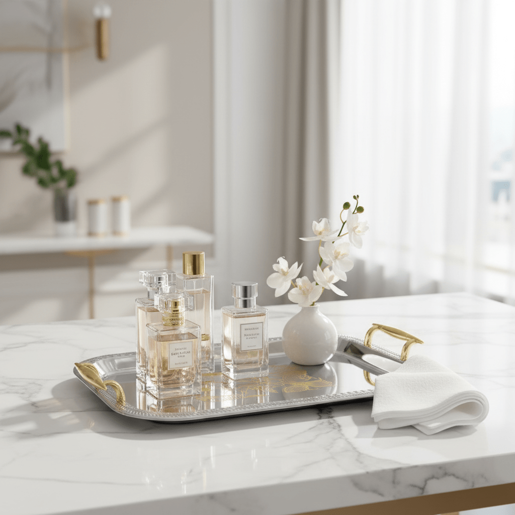Maximan Premium Silver & Gold Stainless Steel Serving Tray with Handles — 40×29 cm - Al Kabayel Discount CentreMaximan Premium Silver & Gold Stainless Steel Serving Tray with Handles — 40×29 cmServing TraysMAXIMANAl Kabayel Discount Centre