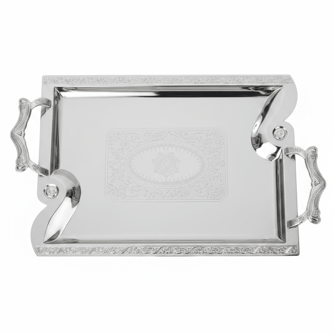 Maximan Silver Stainless Steel Serving Tray with Handles — 40×29cm - Al Kabayel Discount CentreMaximan Silver Stainless Steel Serving Tray with Handles — 40×29cmServing TraysMAXIMANAl Kabayel Discount Centre