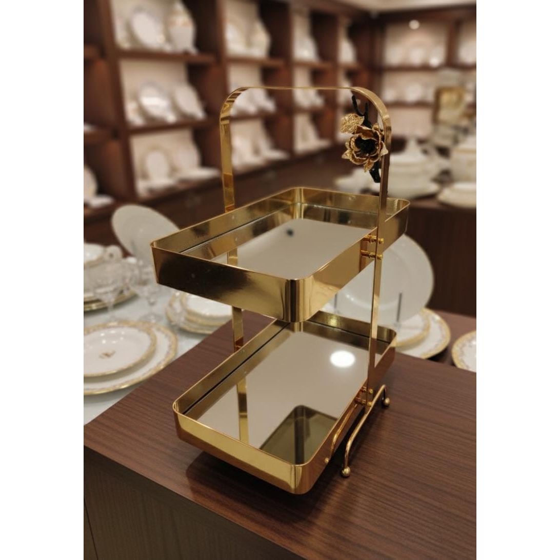 MAY FLOWER 2 - Tier Rectangular Mirror Serving Tray with Gold Finish – Elegant Dessert and Snack Stand for Parties, Weddings, or Home Decoration 40x30x18 cm - Al Kabayel Discount CentreMAY FLOWER 2 - Tier Rectangular Mirror Serving Tray with Gold Finish – Elegant Dessert and Snack Stand for Parties, Weddings, or Home Decoration 40x30x18 cmServeware SetsMAY FLOWERAl Kabayel Discount Centre