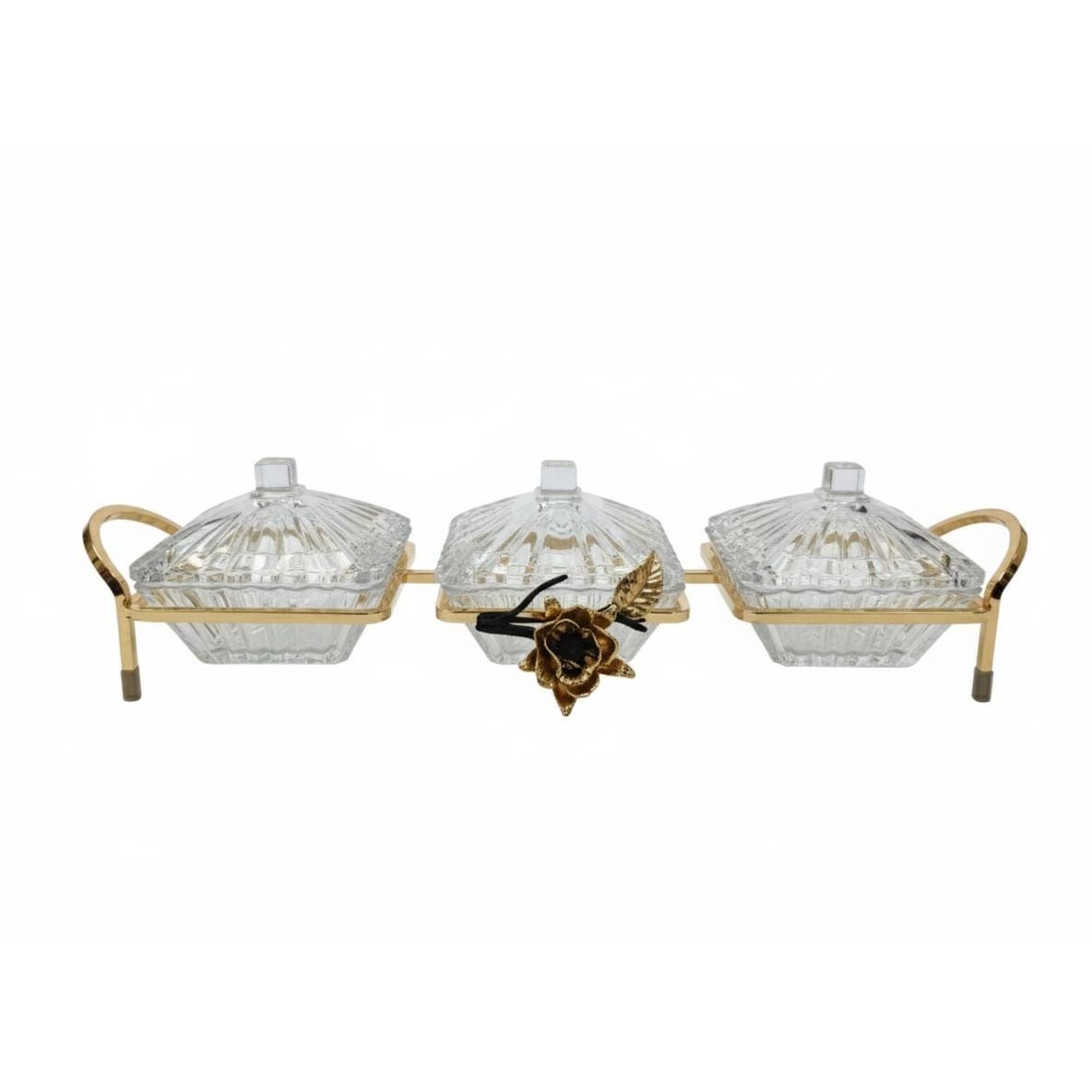MAY FLOWER 3 - Tier Crystal Candy Pot with Gold Metal Holder – Premium Decorative Dessert and Candy Display Stand for Events, Parties, or Home Decor 47x12 cm - Al Kabayel Discount CentreMAY FLOWER 3 - Tier Crystal Candy Pot with Gold Metal Holder – Premium Decorative Dessert and Candy Display Stand for Events, Parties, or Home Decor 47x12 cmJars & Food SaversMAY FLOWERAl Kabayel Discount Centre
