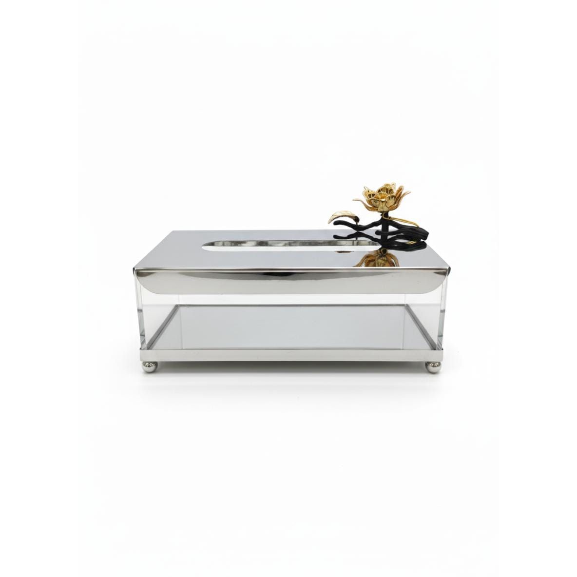 MAY FLOWER Luxury Metallic Tissue Box – Silver with Gold Finish Elegant Design – Stylish Tissue Holder for Living Room, Office, or Vanity Table - Al Kabayel Discount CentreMAY FLOWER Luxury Metallic Tissue Box – Silver with Gold Finish Elegant Design – Stylish Tissue Holder for Living Room, Office, or Vanity TableHome Décor AccentsMAY FLOWERAl Kabayel Discount Centre