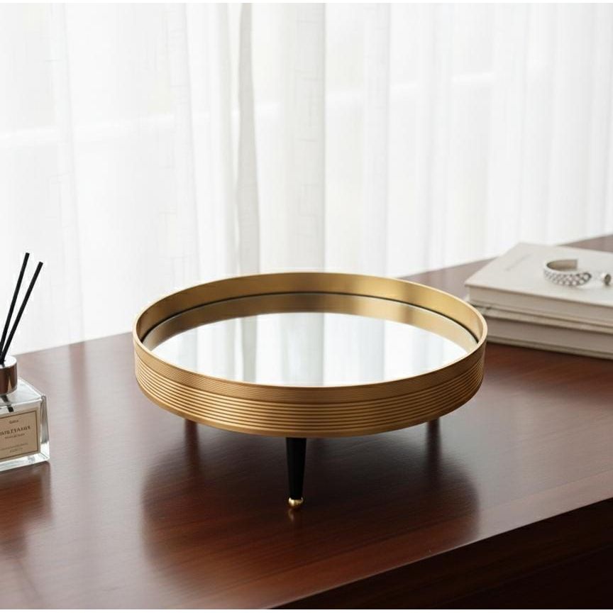 MAY FLOWER Luxury Round Mirror Tray with Gold Finish – Elegant Decorative Serving and Display Tray for Perfumes, Candles, or Desserts – Home & Event Decor 30x13 cm - Al Kabayel Discount CentreMAY FLOWER Luxury Round Mirror Tray with Gold Finish – Elegant Decorative Serving and Display Tray for Perfumes, Candles, or Desserts – Home & Event Decor 30x13 cmServeware SetsMAY FLOWERAl Kabayel Discount Centre