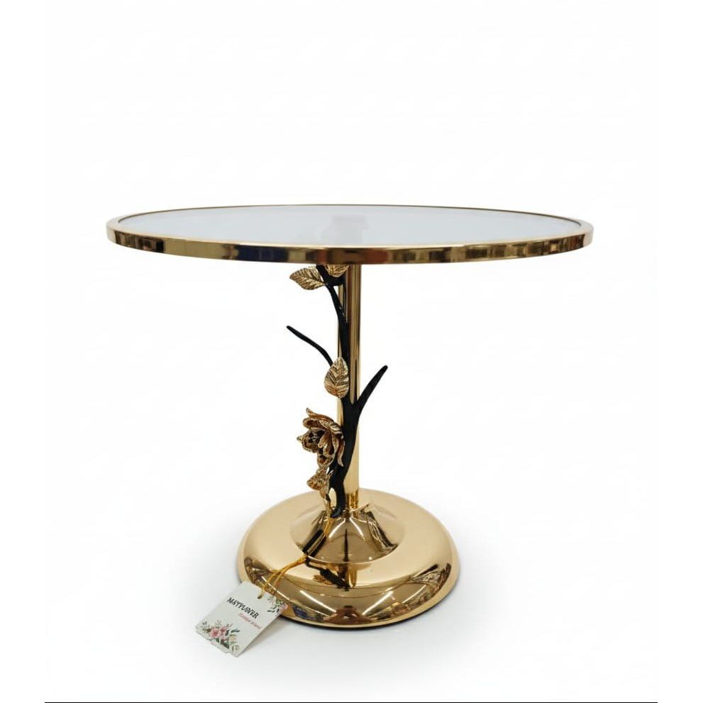 MAY FLOWER Round Glass Cake Tray with Rose Gold Base – Elegant Dessert Display Stand for Cakes, Pastries, or Table Decor 35x28 cm - Al Kabayel Discount CentreMAY FLOWER Round Glass Cake Tray with Rose Gold Base – Elegant Dessert Display Stand for Cakes, Pastries, or Table Decor 35x28 cmServeware SetsMAY FLOWERAl Kabayel Discount Centre