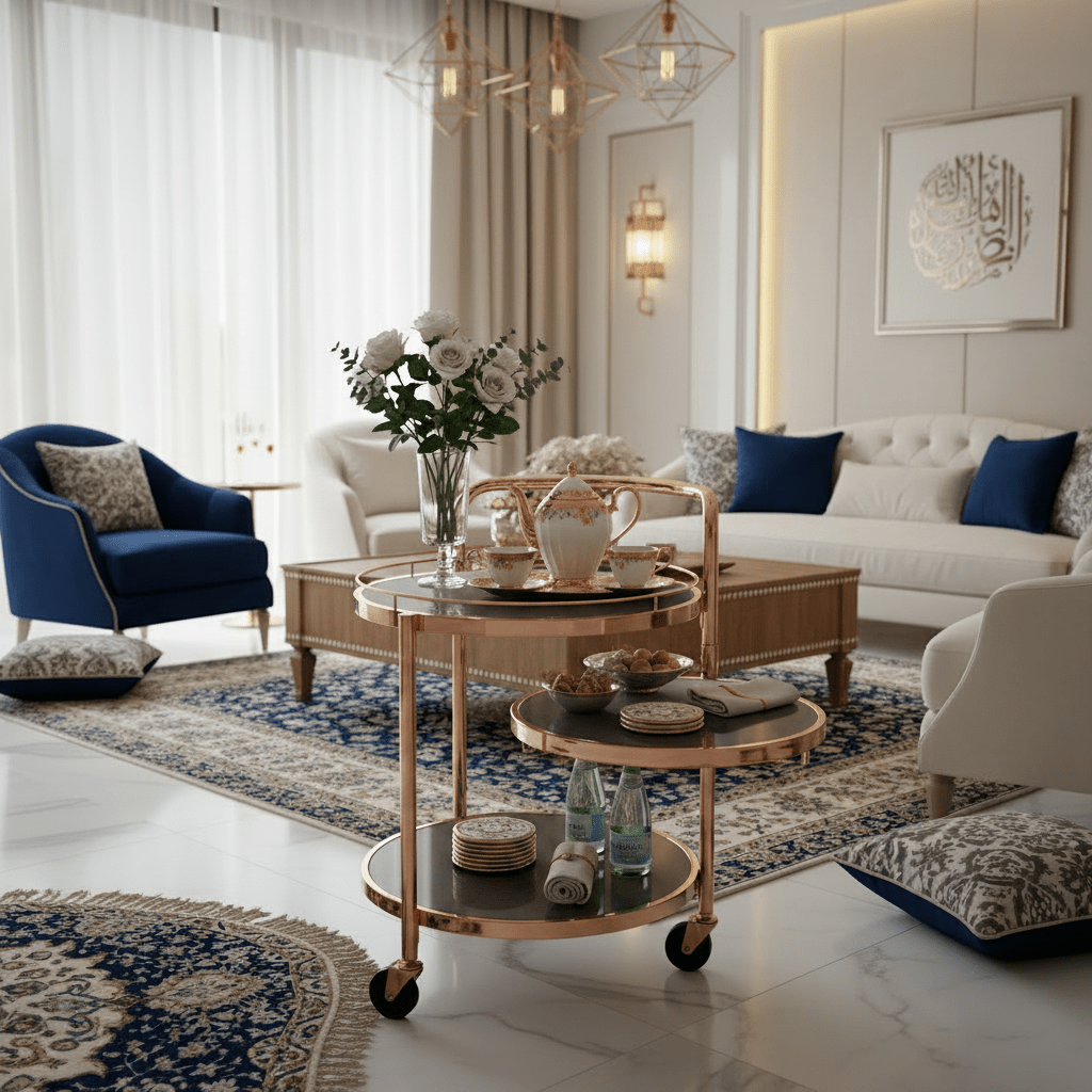 MayFlower 3-Tier Rose Gold Metal & Smoked Glass Serving Trolley with Castor Wheels | Luxury Cart for Living Room, Majlis & Dining | 60×54×44 cm | - Al Kabayel Discount CentreMayFlower 3-Tier Rose Gold Metal & Smoked Glass Serving Trolley with Castor Wheels | Luxury Cart for Living Room, Majlis & Dining | 60×54×44 cm |Organizers & AccessoriesMAYFLOWERAl Kabayel Discount Centre